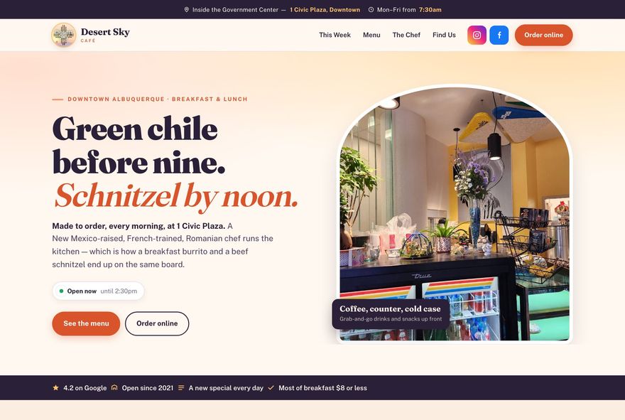 Desert Sky Café website